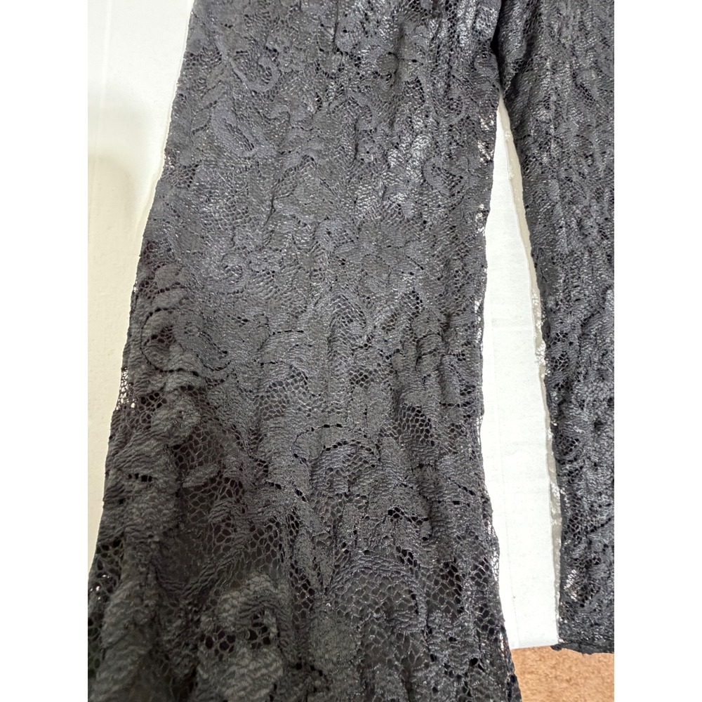 Collection Fifty Nine Black Floral Lace Wide Leg Pants High Rise Size 10 USA - Picture 7 of 8